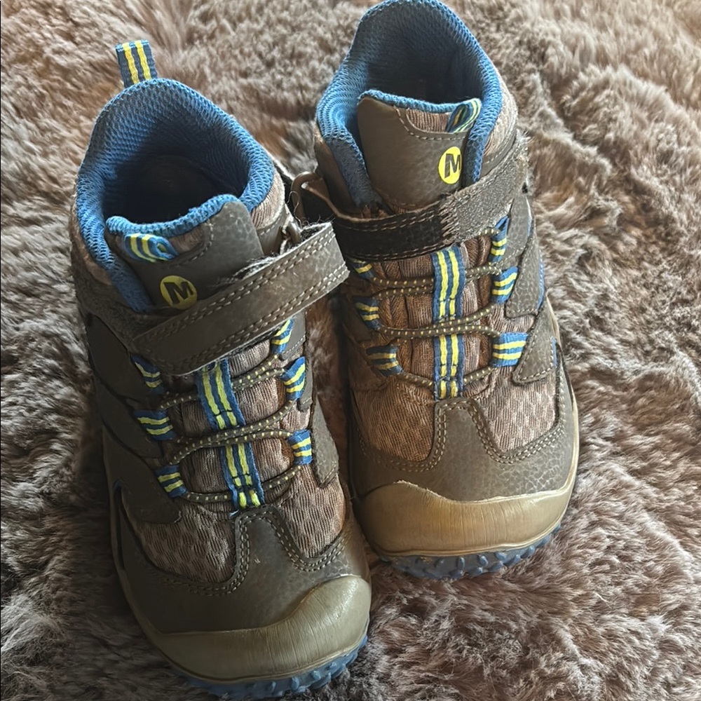 Merrell Brown and Blue Hiking Boots with Ankle Support
